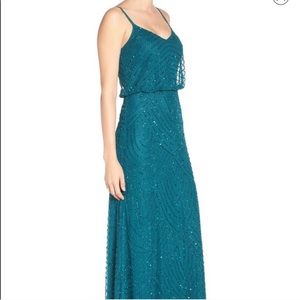 Adrianne Papell Blouson Beaded Dress in Emerald